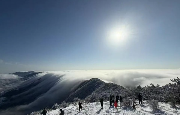 游客拍雪景